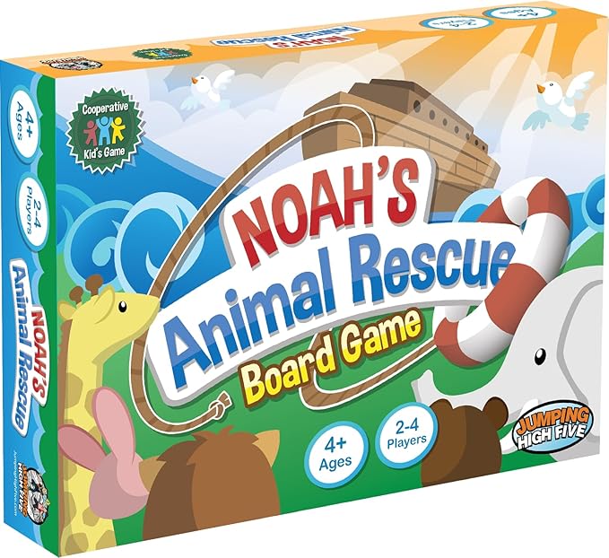 Jumping High Fives Noah’s Animal Rescue - Cooperative Noah’s Ark Animal Bible Story Board Game for Kids Ages 4+, No Reading Required and Easy to Learn, Perfect for Family Game Night
