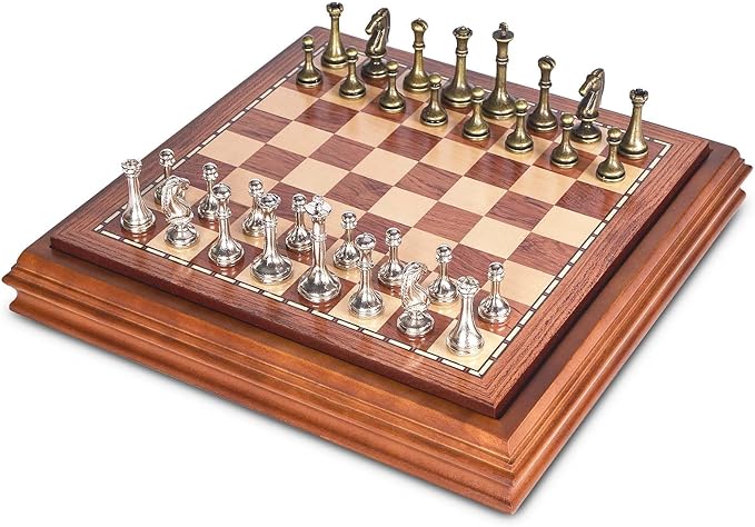 AMEROUS Wooden Chess Board Set with Pieces Storage for Adults Kids, 12.5 Inch Chess Set with Metal Pieces, Unique Chess Game for Tournament Professional Beginner