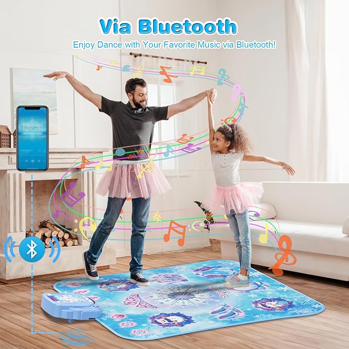 Dance Mat for 3-12 Year Old Girls, Electronic Dance Pad with 8 Button & Wireless Bluetooth, Music Dance Toy Birthday Xmas Gifts for Kids 3 4 5 6 7 8 9 10+ Year Old