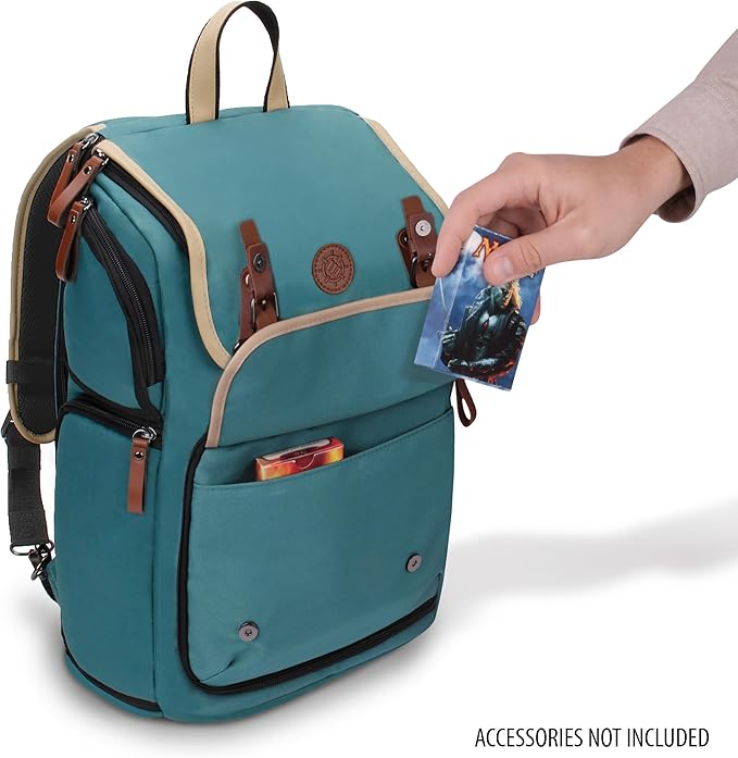 ENHANCE Designer Edition TCG Backpack - MTG Deck Bag Card Binder Space, TCG Deck Box Storage, MTG Playmat Holder - Card Storage Compatible with Magic the Gathering, Pokemon, Lorcana (Canvas Green)