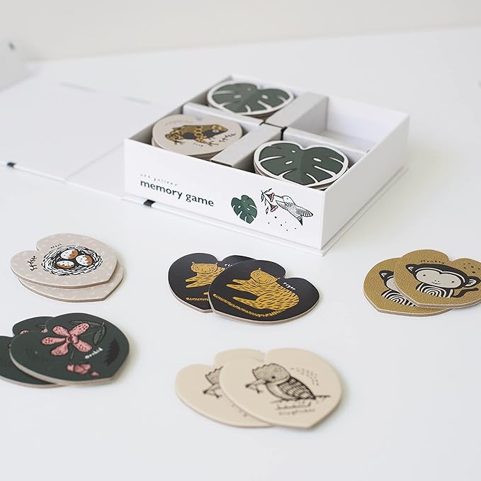 Wee Gallery Memory Game - Jungle Animals and Plants - Brain Building Matching Activity - Animal Recognition, Motor Skills, Creative Play, and Problem Solving for Children