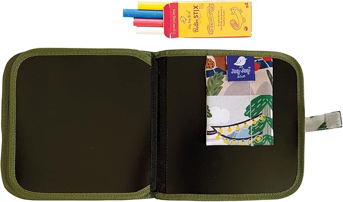 JJB & Friends Camping Doodle It and Go Activity Book | Erasable and Reusable Chalk Board Book | for Drawing and Creative Play | Portable & Mess-Free | Includes Dust-Free Chalk