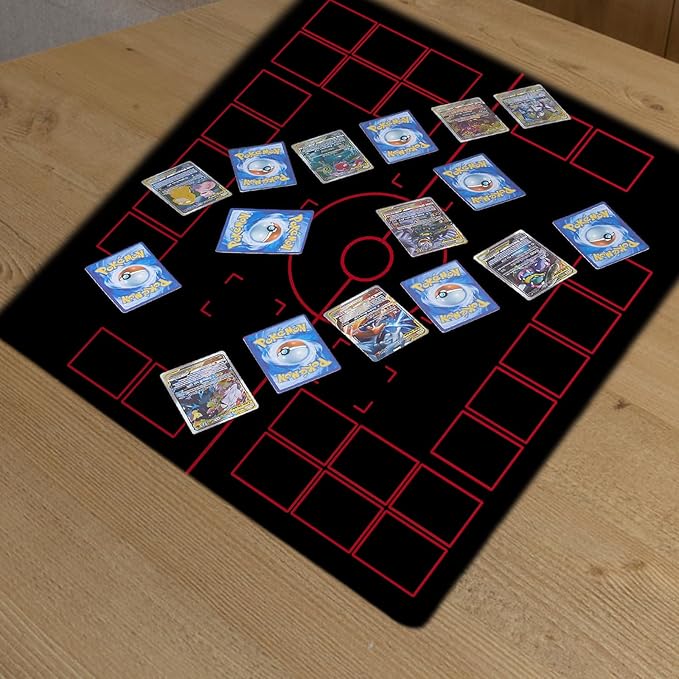 2 Player Compatible Playmats for Cards - 2 Player Battle Mat Stadium Board for TCG Playmat Board Game- Playmat for Trainers (Black)