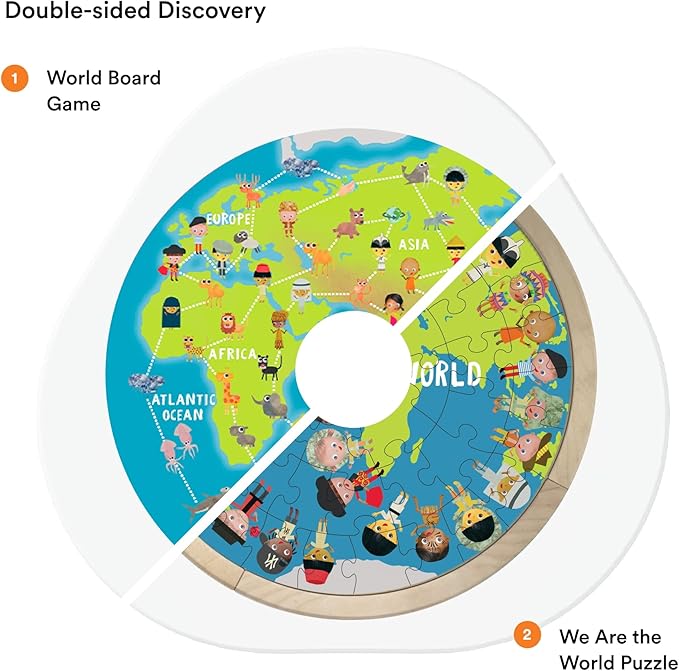 Stokke MuTable DISKcover, We R The World - Double-Sided Play Board - Includes Board Game, Puzzle, 2 Dice, 4 Tokens & 86 Playing Cards - for Ages 3-8