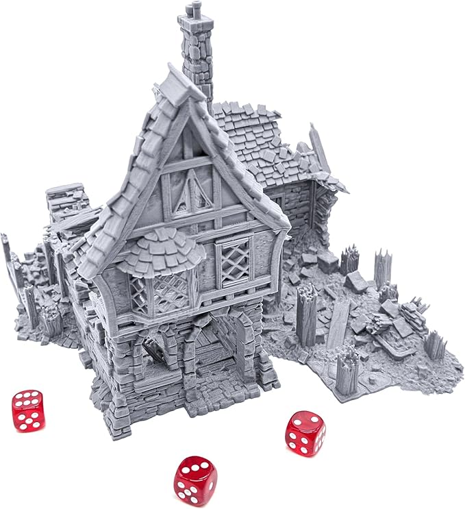 EnderToys Ruined Winterdale Tavern by Printable Scenery, 3D Printed Tabletop RPG Scenery and Wargame Terrain 28mm Miniatures