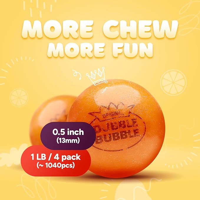 Gumballs for Gumball Machine - 0.5 Inch Mini Gumballs - 4 Lb Bulk Gum Balls for Kids - Gumball Machine Refills - 1040 Pcs Gumballs Bulk Pack - Chewing Bubble Gum for Kids