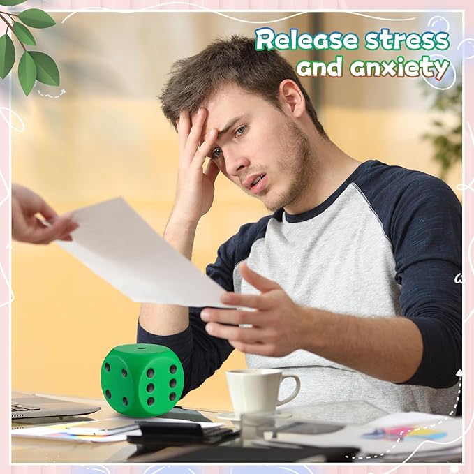 6 Pcs 4" Large Foam Dice Giant Cube with 6 Sided Number Dots Jumbo Soft Slow Big PU Foam Stress Ball for Party Game Math Learning Props Stress Relief Gifts(Colorful)