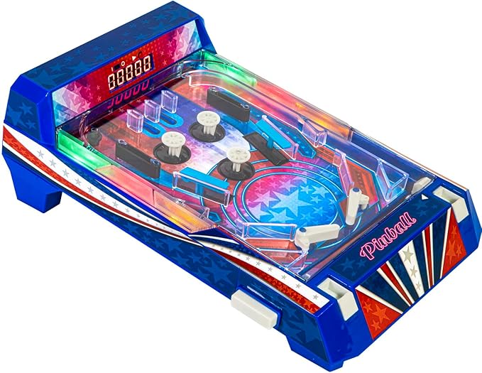 Retro Arcade Electronic: Pinball - Tabletop Game, Vibrating Bumpers, LED Lights, Sound Effects, 1 Player, Ages 6+