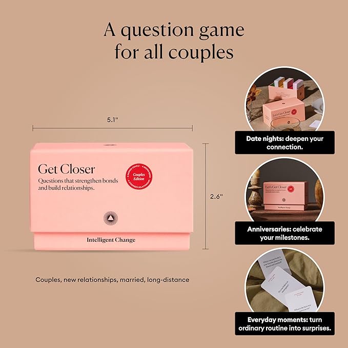Intelligent Change Get Closer Conversation Cards for Couples, Intimacy Deck Card Game, Fun Date Night Ideas, 100 Icebreaker Couple Questions to Strengthen Bonds and Relationships