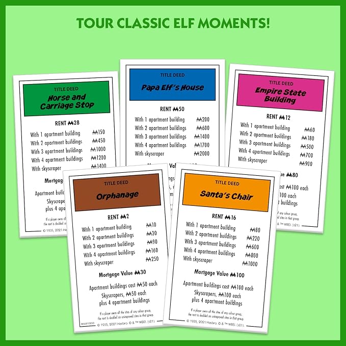 Winning Moves Elf Monopoly Board Game, 2-6 Players, Ages 8 Plus, Board Game, Recommended for Board Games