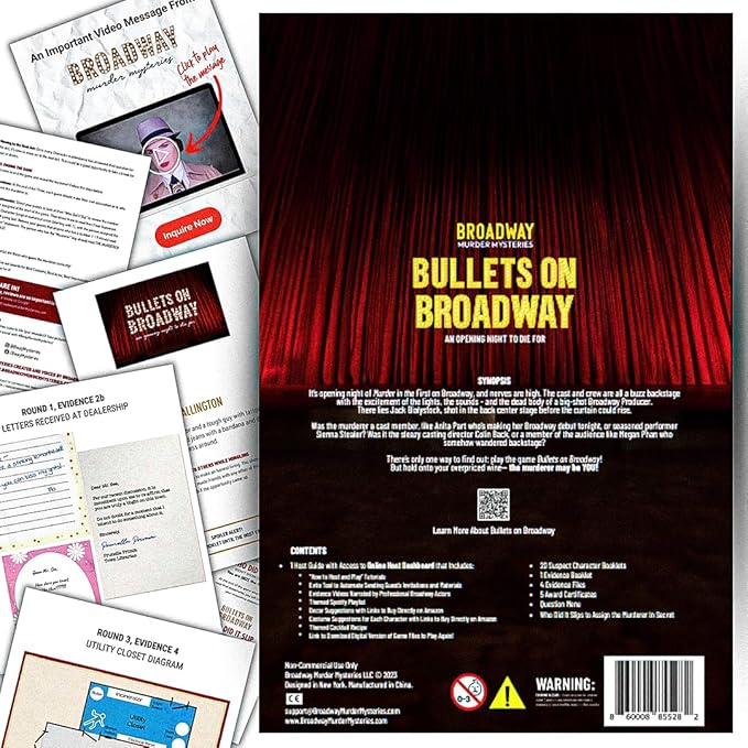 Bullets on Broadway Murder Mystery Game | Flexible 4-20+ Players | Broadway-Theme | Physical Game Kit | Updated 2025