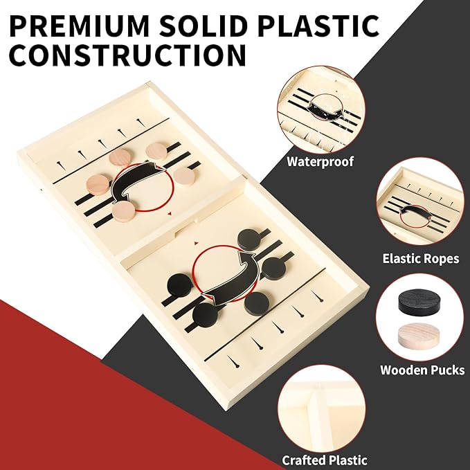 Extra Large Fast Sling Puck Game, Super Sling Puck Board Game | Foosball Winner String Puck Game Super Sling Hockey Table for Family Game Night & Parties