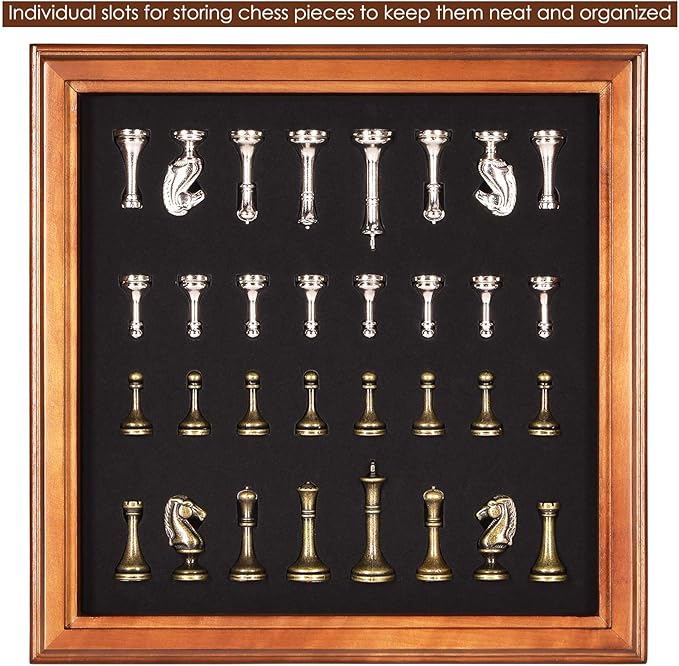 AMEROUS Wooden Chess Board Set with Pieces Storage for Adults Kids, 12.5 Inch Chess Set with Metal Pieces, Unique Chess Game for Tournament Professional Beginner