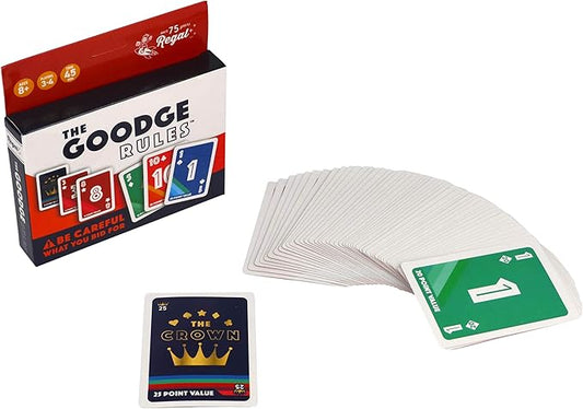 Regal Games The Goodge Rules Fun Card Game Set - 3 4 Player Card Games for Adults, Kids, Teens - Fun & Travel Playing Cards for Game Night (1 Deck, 51 Cards)
