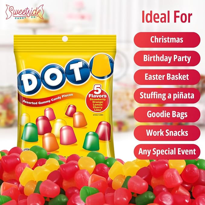Assorted Original Gummy Candy, 2lb Pack of Dots-Candy Bulk, Ideal for Sharing with Family, Friends or Coworkers, Perfect Bags of Candies for Parties, Events, Buffets and Everyday Snacking