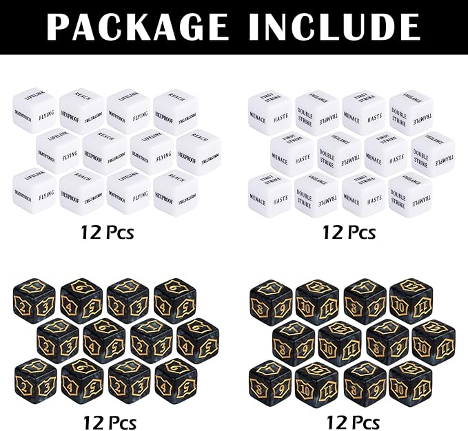 48 Pieces Shield MTG Dice Counters Ability Keywords Counter Dice Life Tokens D6 Creature Dice Set for Magic The Gathering, MTG, TCG, Card Games Accessories