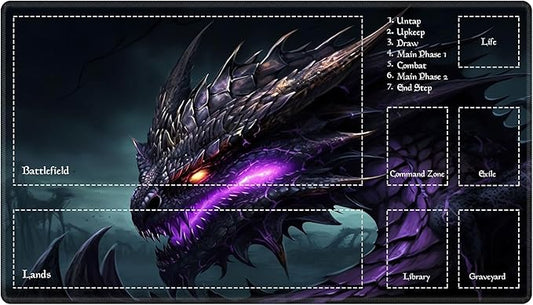 MTG Playmat Stitched with Magic Zone for MTG Card Game Playing, Commander Board Game Desk Mat Duel Mat Card Battles Binder Deck 24x14inches for Beginner, Dragon