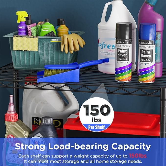 FDW 3-Shelf Adjustable,Storage Shelves Wire Shelving Shelving Unit Metal Shelves Storage Shelf,13" D x 23" W x 30" H,Black