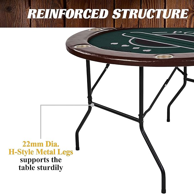 Barrington Poker Multiple Styles Folding Poker Table & Poker Table Top/Dining Table Collection, Durable Padded Rail Tables with Felt Playing Surface, Perfect for Texas Holdem Games
