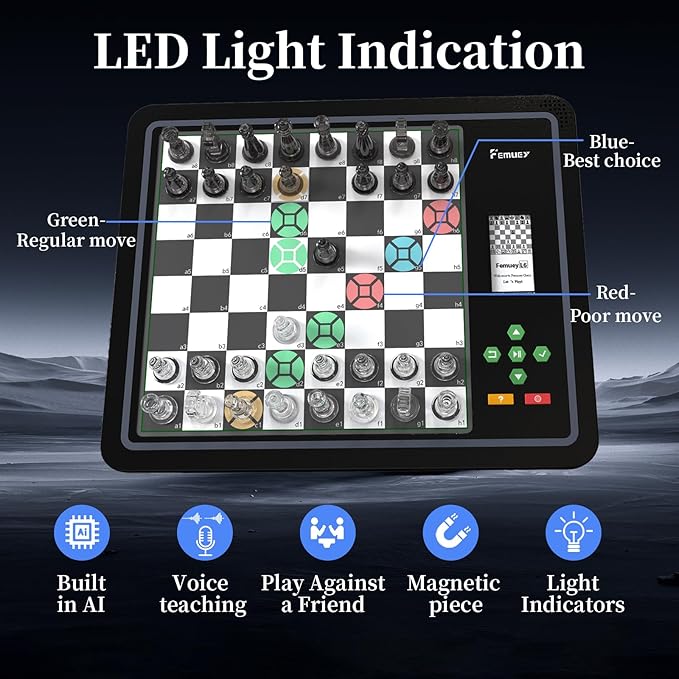 Electronic Chess Set, Electronic Chess Board Game, Computer Chess Game, Chess Set Board Game, Electronic Chess Set Game, Chess Sets Games Lovers, for Beginners Great Partner for Play and Practice