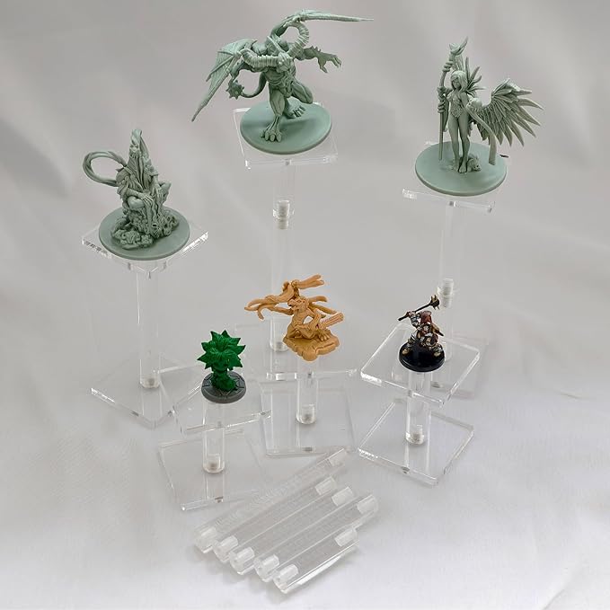 AAiphuwew 6pcs Combat Risers for Flying Miniatures, Adjustable Height Multi-Tiered Raised Platforms Flying Miniatures Combat Riser for Tabletop RPG and Board Games