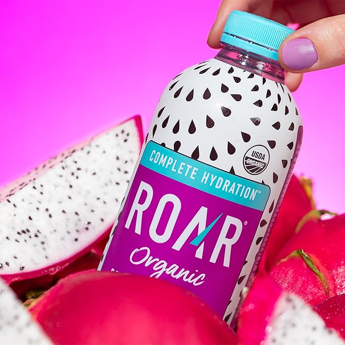 Roar Complete Hydration Organic - Electrolyte Drinks Loaded with Vitamins C, B5, B12 - Non-GMO, Gluten-Free - Dragonfruit Punch - 12 pc