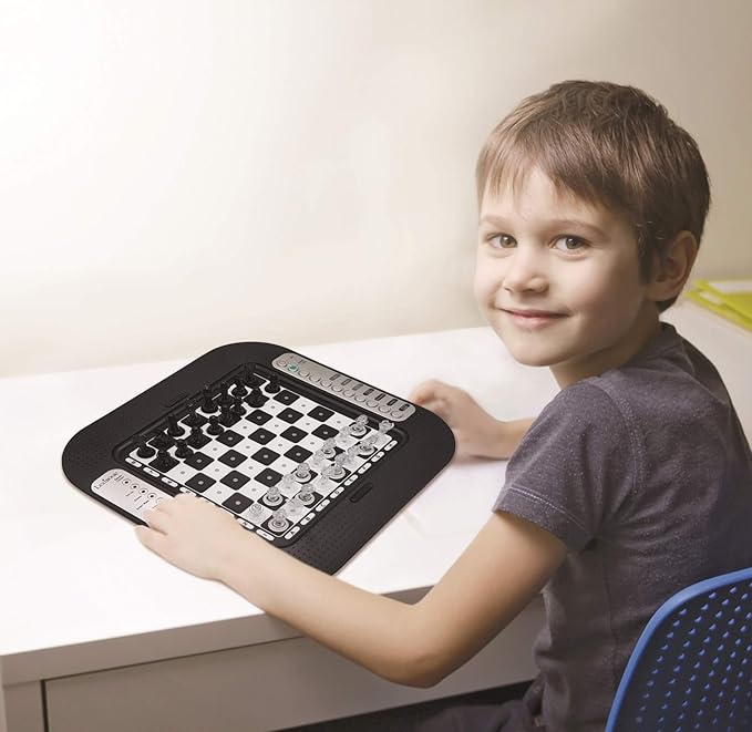 Lexibook Chessman® FX, Electronic Chess Game with Tactile Keyboard and Light and Sound Effects, 32 Pieces, 64 Levels of Difficulty, Family Board Game, Black/Grey, CG1335