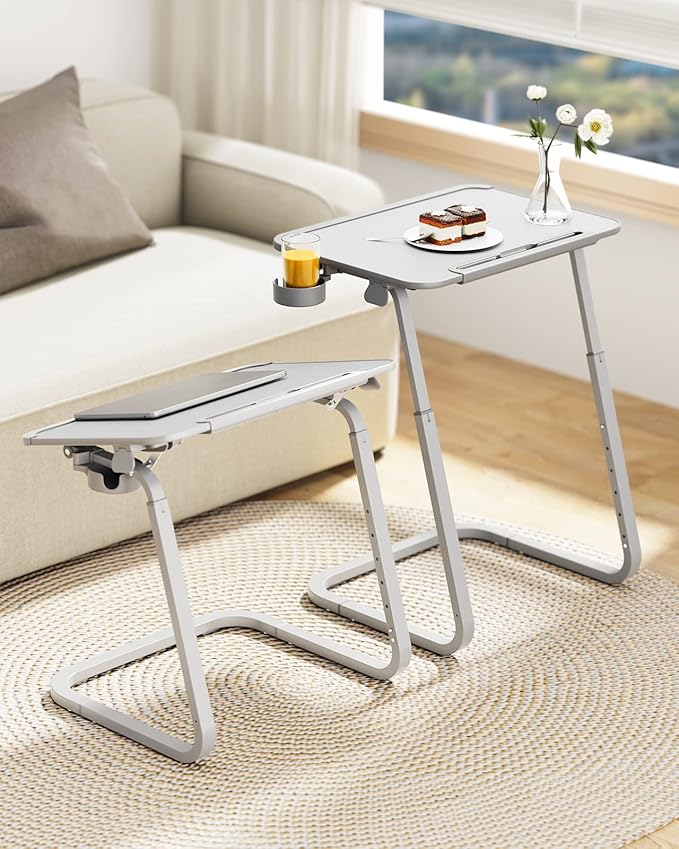 SAIJI TV Tray Table - Heavy Duty Extra Large TV Tray, Upgraded TV Dinner Trays for Eating Snack Food, Tilt & Height Adjustable TV Tray Laptop Desk for Sofa & Bedside Small Table