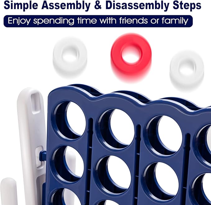 ARLIME Jumbo 4-to-Score Giant Game Set, Backyard Games for Kids & Adults, 4 in A Row W/Quick-Release Lever, 42 Build-in Rings Included, Jumbo Size for Outdoor & Outdoor Play