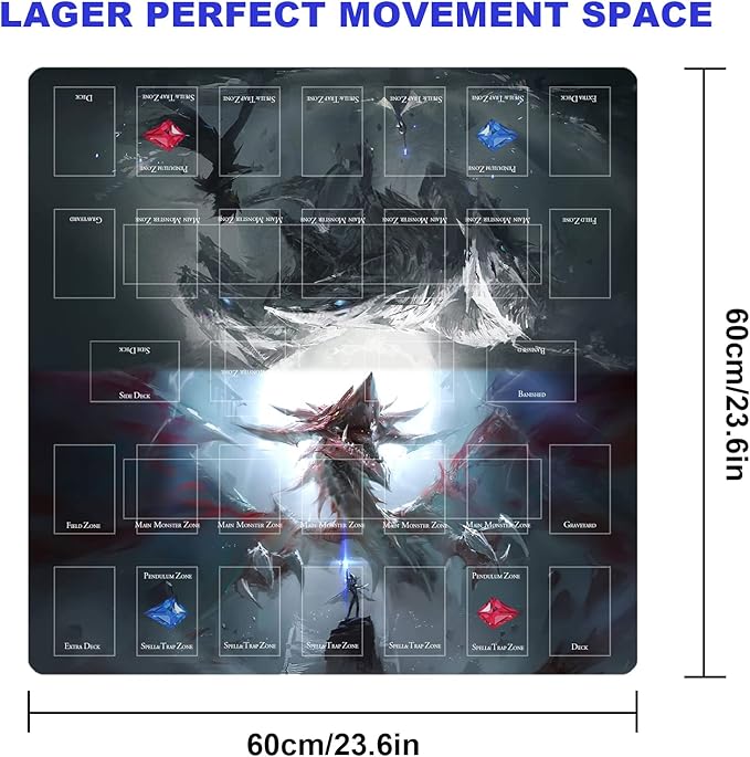 Card Rubber Mat - 2 Player, Square playmat for Gamer 60x60cm/23.6x23.6inch