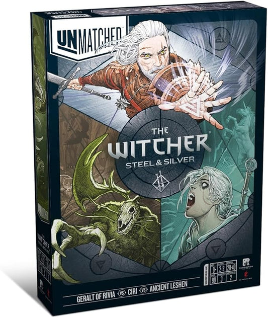 Restoration Games, Unmatched The Witcher Steel & Silver - Strategy Fighting Board Game - for 2 Players and Ages 9+