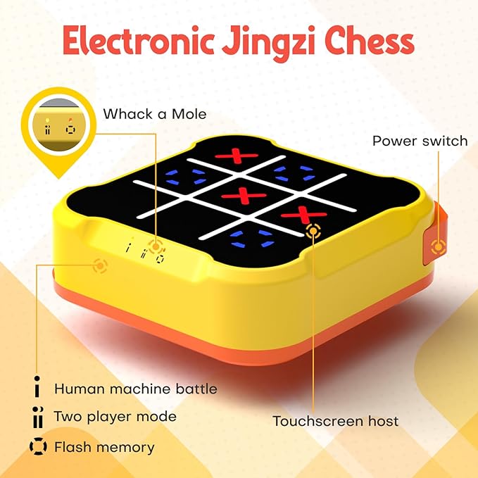 Tic Tac Toe Bolt Game, Handheld Electric Puzzle Game Console, Gift Ideal for Kids and Adults' Birthday