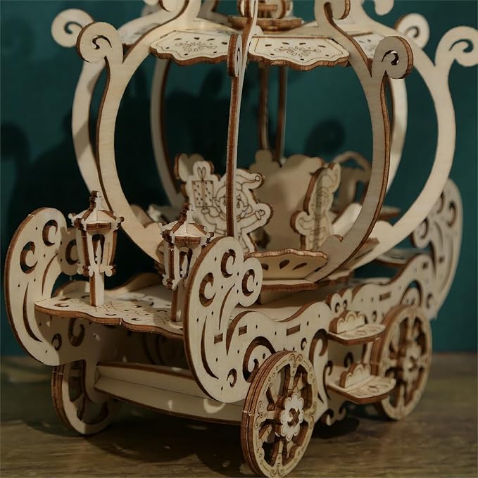 3D Wooden Puzzles Pumpkin Cart Model Kits, Brainteaser and Puzzle for Christmas/Birthday,Gifts for Adults and Teens to Build CombinationPumpkin Cart