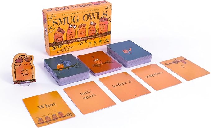 Runaway Parade Games Smug Owls Card Game - an Award-Winning Hilarious & Creative Riddle-Solving Party Game for Kids and Adults | Fun for The Whole Family | 8+ | 15-20 min | 3-15 Players