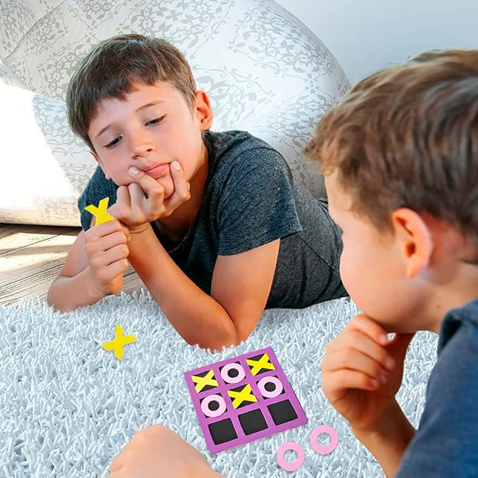 Gamie 24 Pack 5-Inch Foam Tic Tac Toe Mini Board Games – Travel Bulk Tic Tac Toe Game for Kids, Indoor Recess Games for Classroom, Mini Board Games Bulk, Tic Tac Toe Party Favors for Kids