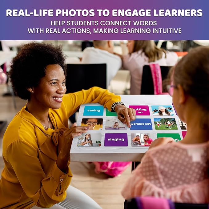 QUOKKA 260 Action Verbs Flash Cards for Speech Therapy Materials ESL Teaching – Educational Vocabulary Builder with Realistic Images for Kids Adults – Picture Cards for Speech and Cognitive Learning