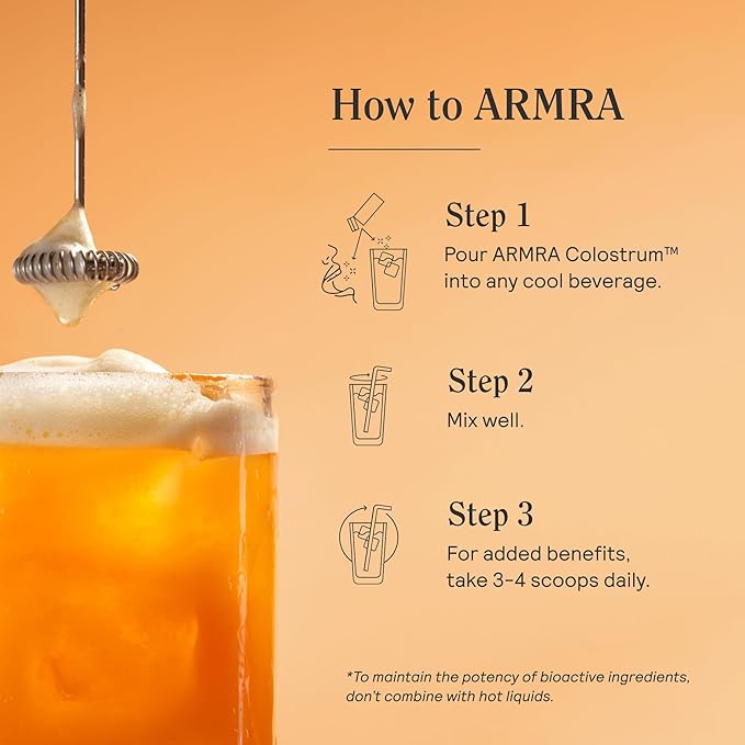 ARMRA Colostrum™ Powder | Blood Orange | Gut Health & Bloating | Skin & Hair | Immunity | Keto, Gluten & Fat-Free | 90 Servings