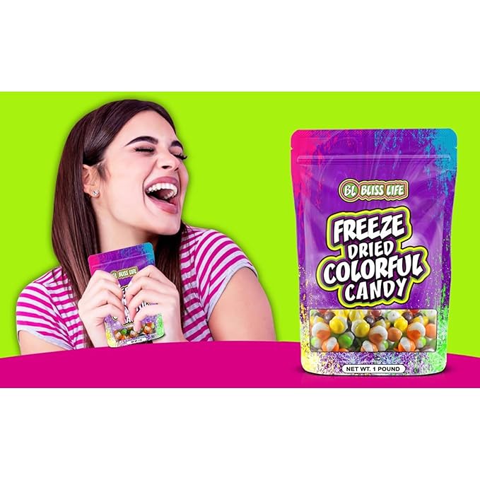 Bliss Life Freeze Dried Colorful Candy, Sour Crunchy Sweet, For Parties, Classroom, Office, Goodie Bags, Snack for Kids, (16oz/1lb)
