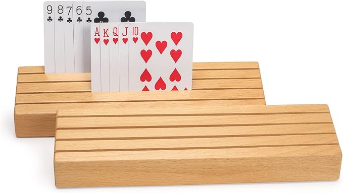 Yellow Mountain Imports Solid Beechwood Playing Card Holders - Set of 2