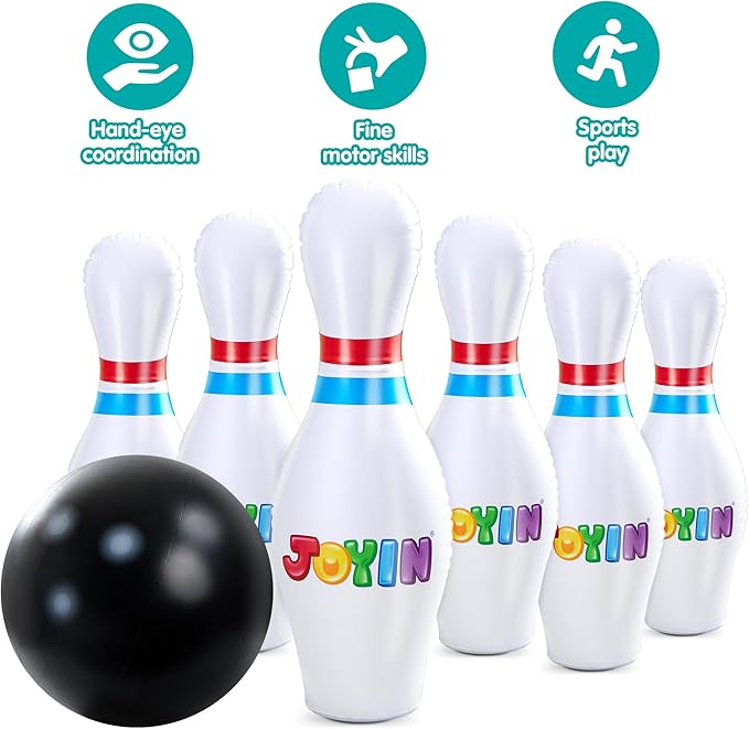 JOYIN Giant Inflatable Bowling Set for Kids and Adults, Christmas Birthday Party Games, Kids Education Motor Skills Toys