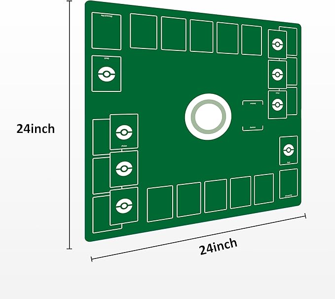 Playmat for Trading Card Game – 2-Player Trainer Mat with Damage Counters and Professional Storage Bag (Green, Large)