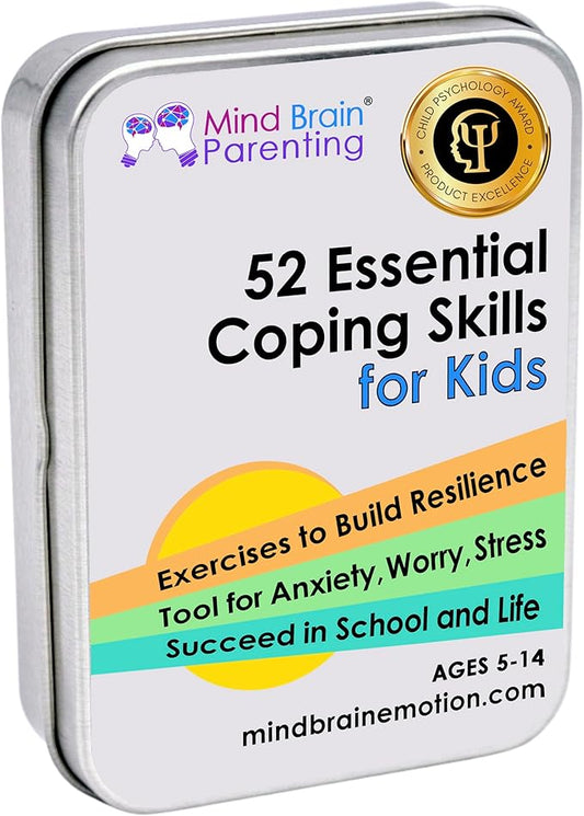 Mind Brain Emotion 52 Essential Coping Skills for Kids: Mindfulness CBT Cards for Stress, Anxiety, Anger, Executive Functioning, Coping Strategies for Anxious Generation, Family, School Therapy Game