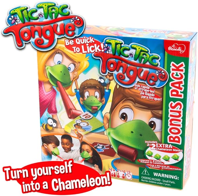 TIC TAC Tongue Game - Be Quick to Lick The Bugs, Chameleon Memory Game for Family and Party, Ages 4+, Fun Toys for Boys