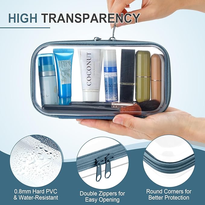 Hoolerry 4 Pcs Hard Clear Zipper Case Transparent Cases for Snacks Makeup Bag Plastic Storage Box Containers for Building Blocks, Puzzles, Cosmetics(Morandi,7.5 x 3.9 x 2 in)