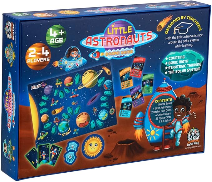 Jumping High Fives Little Astronauts Board Game - An Exciting Space Adventure For Kids Ages 4 And Up - Learn Skills While Flying Around The Solar System In A Rocket Ship, Perfect For Family Game Night