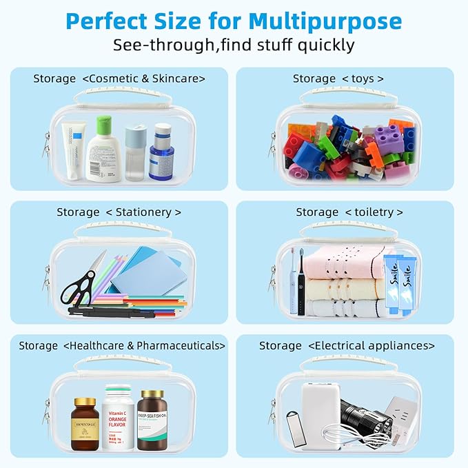 SameTech Hard Pouch, 2pcs Clear Hard Shell Zipper Case, Clear Plastic Storage Box Containers Small Toiletry Bag for Small Items, Toys, Building Blocks, Puzzles, Cosmetics & Stationery