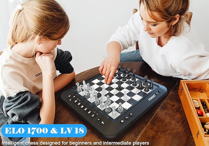 P6 Electronic Chess Computer Chess Electronic Chess Board Chess Computer Talking Smart Chess Board Electronic Chess Set Magnetic Chess Game with LED for Kids & Adults Learn Chess