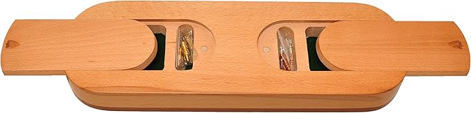 PALM ROYAL HANDICRAFTS 4 Track Wooden Cribbage Board Game Set Inlaid in Blood Wood and Maple Wood with pegs and Cards Storage Available. 4 Player Cribbage Board Game (15 x 5 Inches)