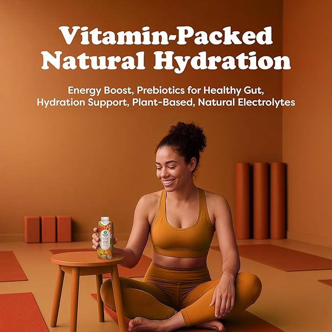 Greater Than Nutrient Hydration Beverage, Electrolyte Drink for Gut Health & Energy with Coconut Water, Vitamins, Gluten Free, Plant Based, Low Sugar, Orange Mango, 12 Pack