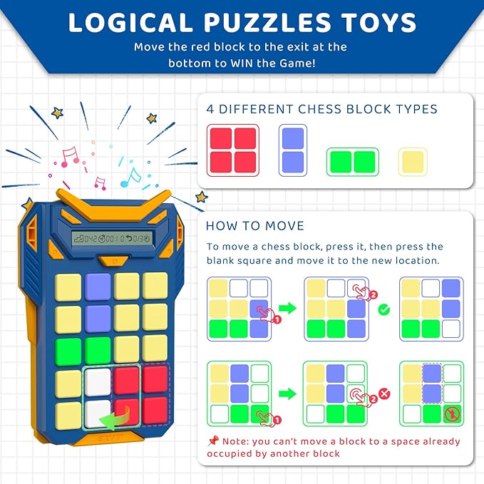 Logical Puzzle Toys, Hand Held Travel Games for Kids and Adults, Brain Teaser Toys Road Trip Activities for Boys and Girls, Birthday Easter Basket Stuffers (Blue)